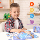 Puzzles for Kids Ages 4-8,Kids Puzzles in a Metal Box,Winter Princess Puzzles,Children Boys Girls Learning Educational Puzzles Packed in Tin Box,100 Pieces wieewg