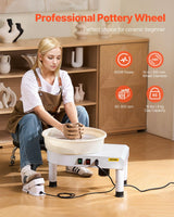 VEVOR 14in/35cm Pottery Wheel for Adults, 0-6in Lift-Table 450W Professional Pottery Kit with Foot Pedal Detachable Basin DIY Art Clay Potter's Wheel for Kids Adults Beginners at Home Pottery, White VEVOR