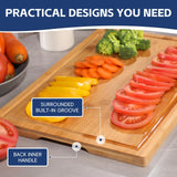 Hiware Wood Cutting Boards for Kitchen, Heavy Duty Bamboo Cutting Board with Juice Groove, Bamboo Chopping Board Set for Meat, Vegetables - Set of 3 HIWARE