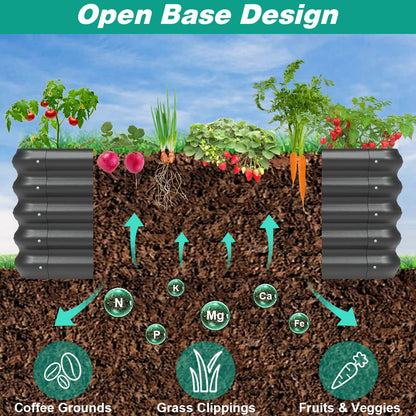 Tigerden Outside Raised Garden Bed Kit for Vegetables, Herbs, Flowers, and Fruits, 3.0x3.0x1.0ft Planters Box for Outdoor Plants, Black