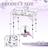 Yriuat Folding Camping Table 2ft Portable Pinic Table Adjustable Height Table Small Card Table Aluminum Foldable Lightweight with Carry Handle for Outdoor Indoor Hiking Camp BBQ Beach (Misty Lilac) Yriuat