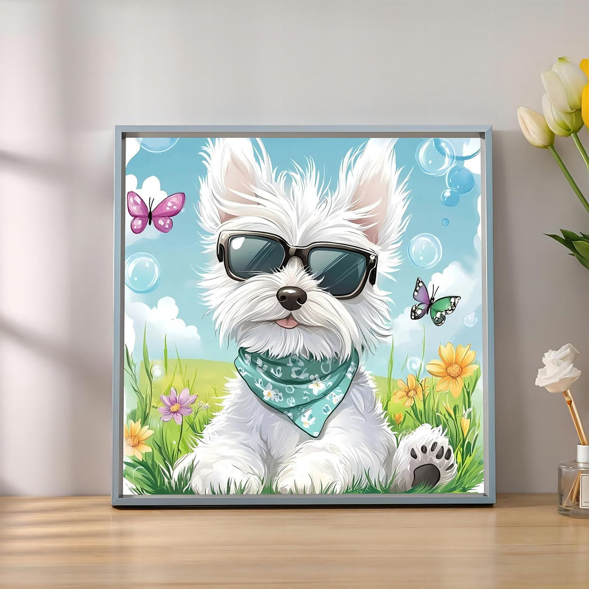 xcemhil Framed Paint by Numbers Kit for Kids and Adults, Dog Paint by Numbers for Adults, Cute Dog Kids Paint by Number Kits for Gifts and Home Decor 10x10in xcemhil