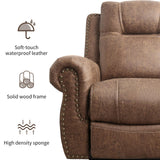 CANMOV Power Recliner Chair for Adults,Faux Leather Electric Reclining Chair with Overstuffed Arm and Back,Classic Power Recliner Single Sofa with Rivet Decoration, USB Port for Living Room,Nut Brown CANMOV