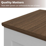 IRONCK Farmhouse Nightstand with Charging Station, Rustic Night Stand with Barn Door and Shelf, Rustic End Table Side Table with Storage for Bedroom, White/Walnut IRONCK