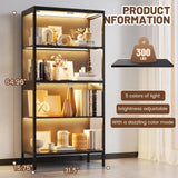 XCXVVB Display Cabinet,Display Case with Glass Doors,4-Tier Curio Cabinet with 5 Color LED Hights,Heavy Duty Free-Standing Bookcase for Exhibition Hall,Living Room XCXVVB