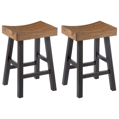 Signature Design by Ashley Glosco Farmhouse 25.5" Counter Height Saddle Barstool, Set of 2, Two-Tone Brown - WoodArtSupply