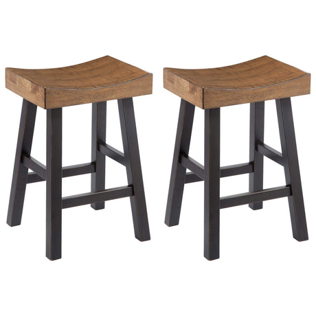 Signature Design by Ashley Glosco Farmhouse 25.5" Counter Height Saddle Barstool, Set of 2, Two-Tone Brown Signature Design by Ashley