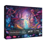 Magical Forest Puzzles Mushroom 1000 Pieces for Adults, Glow Art Jigsaw Puzzles Butterfly, Glitter Flower Jigsaw Puzzle Collage Puzzles as Family Game BBOLDIN
