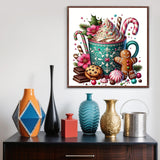 Christmas Gingerbread Cup Diamond Painting Kits for Adults,5D Winter Diamond Art Kits for Adults Beginners,DIY Full Round Drill Diamond Dot Painting Gem Art Kits for Adult,Home Wall Decor 13.8x13.8 In LKHMVCA