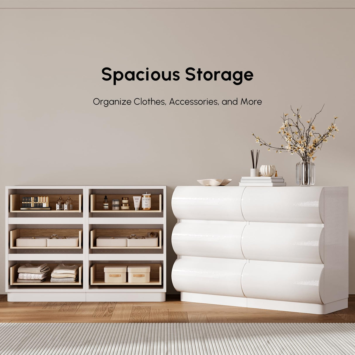 homary Modern 6 Drawers Dresser, 39.4" Wide Faux Leather Chest of Drawers with Modern Design, Storage Dressers Organizer for Bedroom Living Room Hallway, White homary