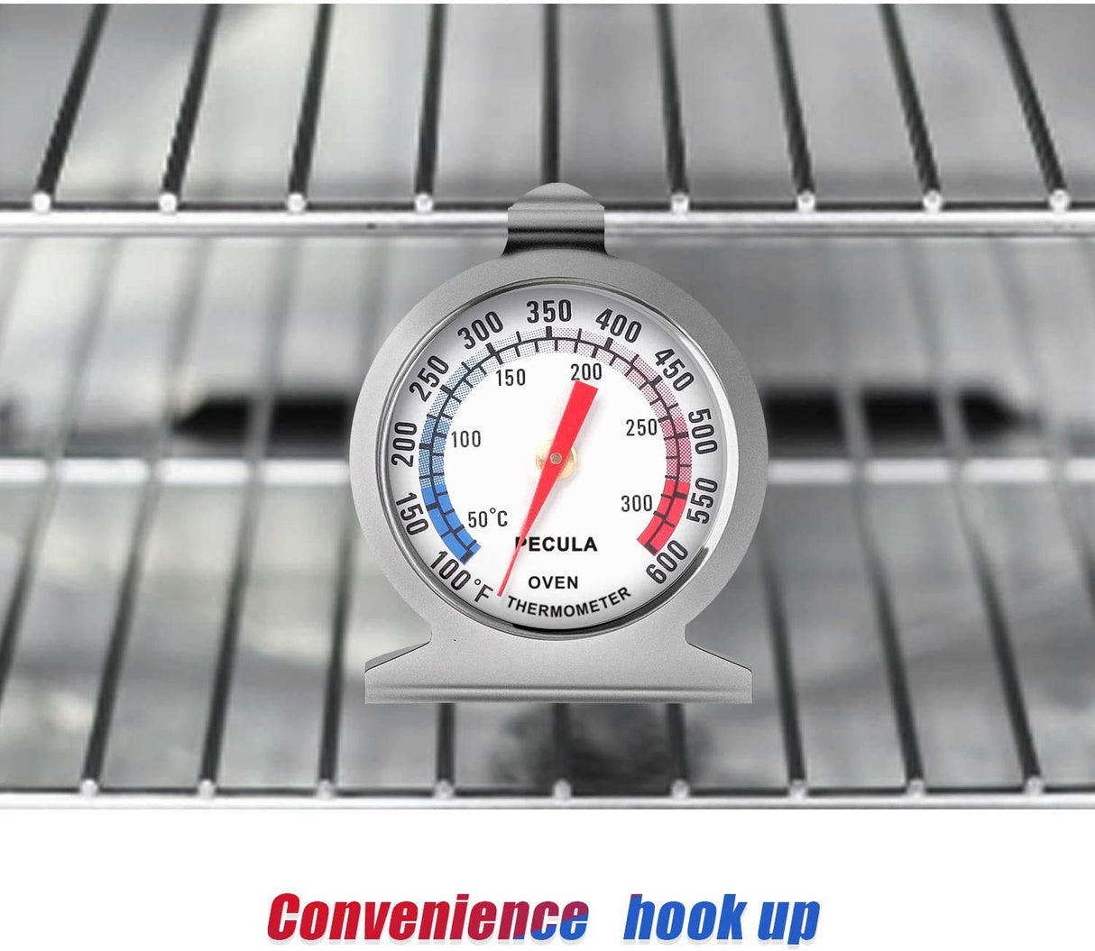 Oven Thermometer 50-300°C/100-600°F, Oven Grill Fry Chef Smoker Analog Thermometer Instant Read Stainless Steel Kitchen Cooking Thermometer PECULA