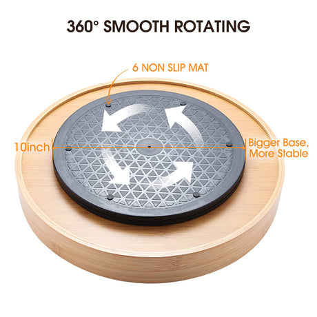 Lazy Susan Organizer 14 inch, Bamboo Lazy Susan for Table, Kitchen Turntable Organizer with Double Handles, Round Wood Rotating Turntable Spice Organizer for Countertop Cabinet or Pantry WEIFUTCH