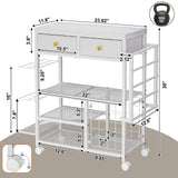 Large Craft Wrapping Paper Organizers Cart, Rolling DIY Storage for Birthday & Holiday with 2 Fabric Drawers, Lockable Wheels Cart for Vinyl Roll, Paints, Craft Supplies, Multi-Tier Craft Tape Holder Lyuwanxian