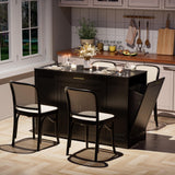 MAMIZO 53" Kitchen Island with Storage, Kitchen Cart W/Tilt Out Trash Can Holder & Solid Wood Top, Breakfast Bar W/3-Layer Side Shelf, Large Storage Cabinet W/Adjustable Shelve, Spice Rack, Drawers MAMIZO