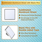 Jexine 50 Pcs Sublimation Blank Pins DIY Button Badge Kit Sublimation Silver Blank Aluminum Sheet with Butterfly Pin Backs for DIY Craft Lapel Jewelry Making Supplies (Square) Jexine