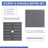 Soleil Jardin 5 Piece Outdoor Dining Set, Aluminum Patio Furniture Dining Set with Round Dining Table w/Umbrella Hole and 4 Stackable Chairs w/Cushions for Yard, Garden, Porch and Pool, Dark Gray Soleil Jardin