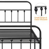 Topeakmart Twin Size Victorian Style Metal Bed Frame with Headboard/Mattress Foundation/No Box Spring Needed/Under Bed Storage/Strong Slat Support Black Topeakmart