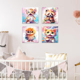 bleihum 4 Pack Paint by Numbers Kit for Kids Ages 4-8-12, Animal Paint by Number for Kids, DIY Acrylic Oil Painting Kit for Home Wall Decor(Frameless,8X8inch) bleihum