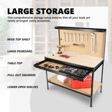 PULLAFUN 63 Inch Work Benches,Work Table 300Lbs Load Capacity Heavy Duty MDF Wood Desktop Work Table for Garage, Workshop, Office and Home PULLAFUN