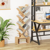 SHEEPAM 9 Tier Tree Bookshelf,Christmas Green Bookcase for Narrow Space, Storage Organizer Floor Standing Bookshelves for Books, Tall Book Case for Home Office, Living Room, Bedroom SHEEPAM