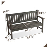 ACUEL Outdoor Bench, 3-Person Garden Bench, Poly Lumber Patio Bench for Outdoors, Porch, and Park (Dark Brown) ACUEL