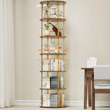 ALLSTAND 6 Tier Rotating Bookshelf, 360 ° Display Stackable Spinning Bookshelf Tower, Corner Bookshelf Tall Floor Standing Swivel Bookcase Narrow Storage Organizer for Bedroom, Living Room, Gold ALLSTAND