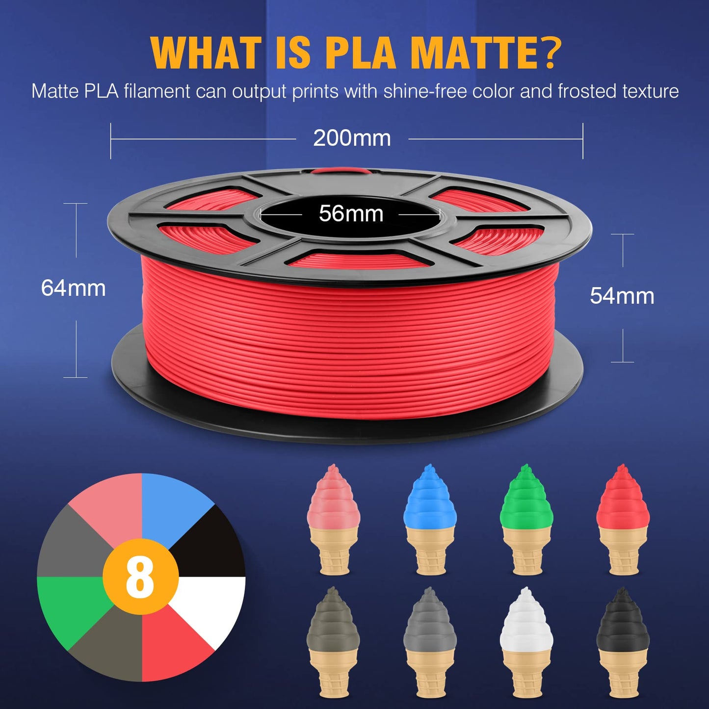 SUNLU 3D Printer Filament PLA Matte 1.75mm, Neatly Wound Filament, Smooth Matte Finish, Print with 99% FDM 3D Printers, 1kg Spool (2.2lbs), 330 Meters, Matte Black - WoodArtSupply