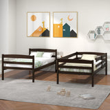 KOMFOTT Convertible Twin Over Twin Bunk Bed with Guardrail & Ladder, Space-Saving Wood Design KOMFOTT