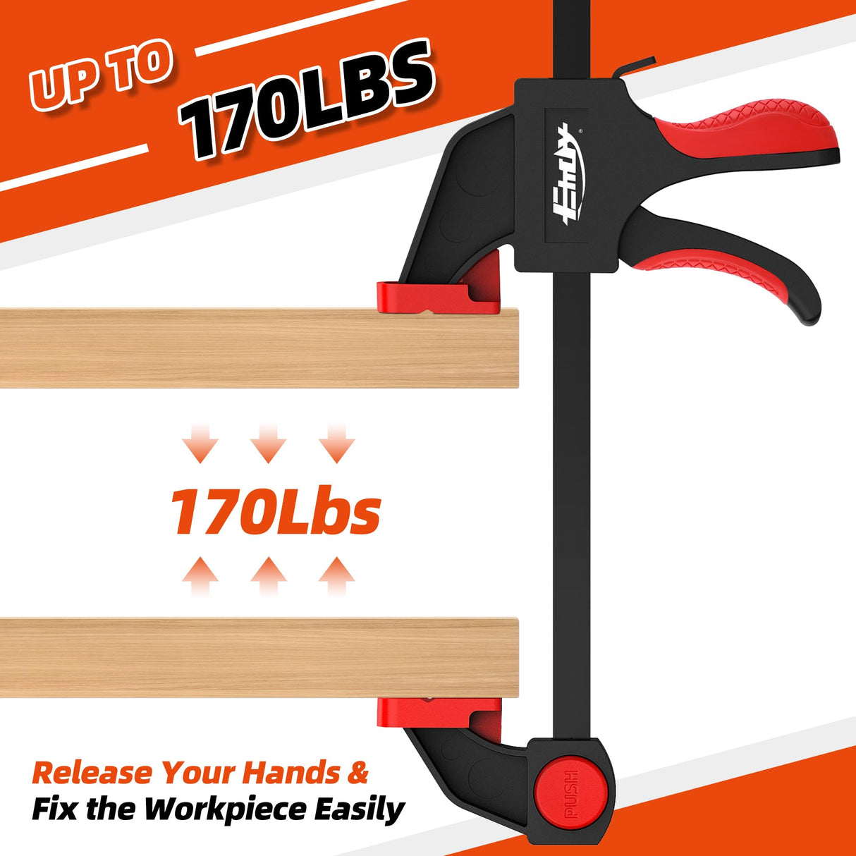 EHDY 24" Bar Clamps for Woodworking, 4-Piece One-Handed Clamp/Spreader, Light-Duty Quick-Change F Clamp with 170 lbs Load Limit EHDY