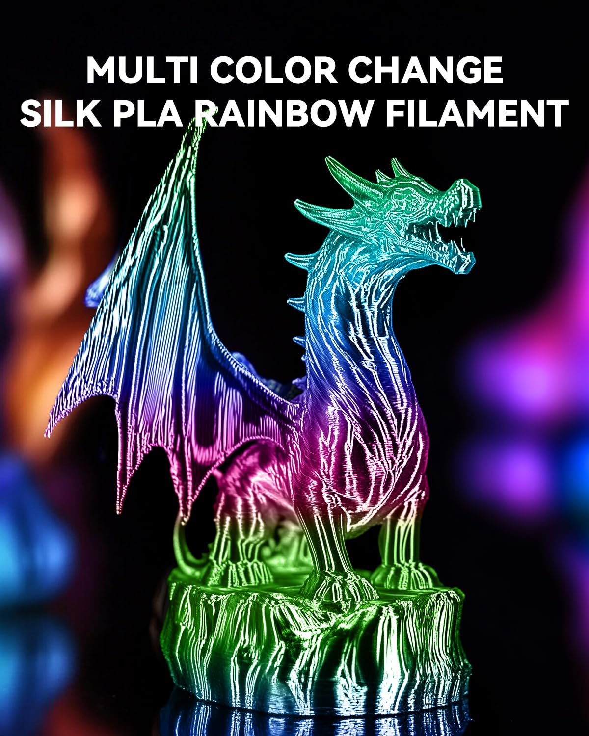 SUNLU Silk Rainbow PLA Filament, Multicolor Silk 3D Printer Filament 1.75mm +/- 0.02mm, Fast Color Change Each 8 Meters, 330 Meters, 1kg/2.2lbs, Silk Rainbow Filament(Lilac-Violet) SUNLU