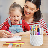 Nuozme Desk Organizer, 360-Degree Rotating Pencil Pen Holders For Desk, Diamond Pattern Pen Organizer With 5 Compartments, Cute Desk Accessories Decor For Office, School,Home,Art Supply (White) Nuozme