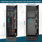 8 Gun Safe Rifle,Gun Safe for Rifles and Pistols,Large Rifle Safe with Drawer,Gun Cabinet for Rifles and Shotguns with/without Scopes,Rifle Gun Safe with Removable Shelf and Gun Rack Karini