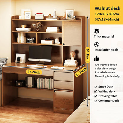 HM&DX Home Office Computer Desk with Hutch,Wood Writing Desk Study Desk with Drawers,Modern Furniture Wooden Desk with Open Storage Cubby,Study Table Computer Desk Makeup Workstation - WoodArtSupply