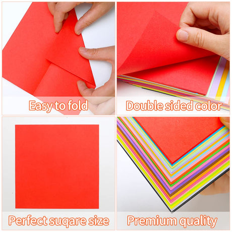 IOOLEEM Origami Paper, 200 Sheets, 20 Colors, 6 Inch Square, Double Sided Colored paper. IOOLEEM