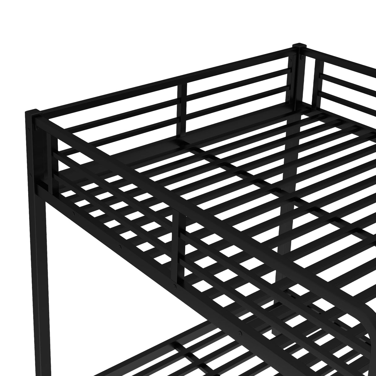 Harper & Bright Designs Full Over Full Bunk Bed with Trundle, Metal Bunk Beds with Ladder and Guardrail, Bunk Bed Frame for Kids, Boys, Girls, Teens, Space-Saving and Noise-Free, Black Harper & Bright Designs