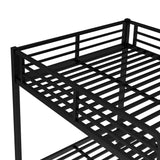 Harper & Bright Designs Full Over Full Bunk Bed with Trundle, Metal Bunk Beds with Ladder and Guardrail, Bunk Bed Frame for Kids, Boys, Girls, Teens, Space-Saving and Noise-Free, Black Harper & Bright Designs