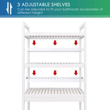 SMIBUY Bathroom Storage Shelf, Bamboo Over-The-Toilet Organizer Rack, Freestanding Toilet Space Saver with 3-Tier Adjustable Shelves (White) SMIBUY