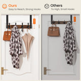 Homode Over The Door Hooks Heavy Duty, Wood Over Door Hanger Hook, Over Door Towel Rack with Coat Hooks for Hanging Towels Clothes Hats Bags, Back of Bathroom Door, Rustic Brown Black Homode