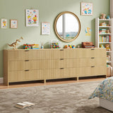 BVIUNTWO Fluted 9 Drawer Dresser,95 Inch Modern Chest of Drawers with Metal Handle,Wood Dresser Organizer for Bedroom,Living Room,Hallway,Natural Oak BVIUNTWO