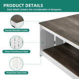 YITAHOME Coffee Table Farmhouse Coffee Table with Storage Rustic Wood Cocktail Table, Square Coffee Tables for Living Meeting Room with Half Open Storage Compartment, Light Brown and White YITAHOME