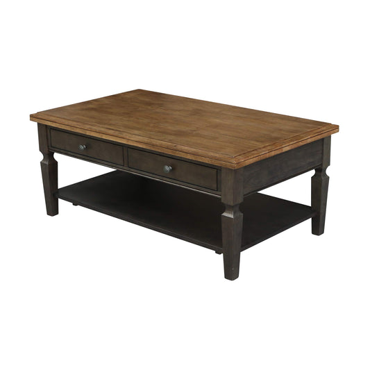 IC International Concepts Vista Coffee Table, 20", Hickory/Washed Coal - WoodArtSupply