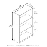 Furinno Basic 3-Tier Bookcase Storage Shelves, Dark Walnut Furinno