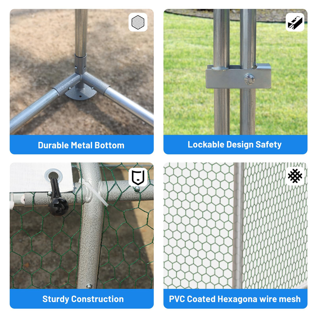 NUGRIART Large Metal Chicken Coop, Outdoor cage Run with Waterproof and Anti-UV Cover, Dome Roof Walk-in Poultry Cage Rabbit Duck House for Outside, Backyard and Farm. NUGRIART