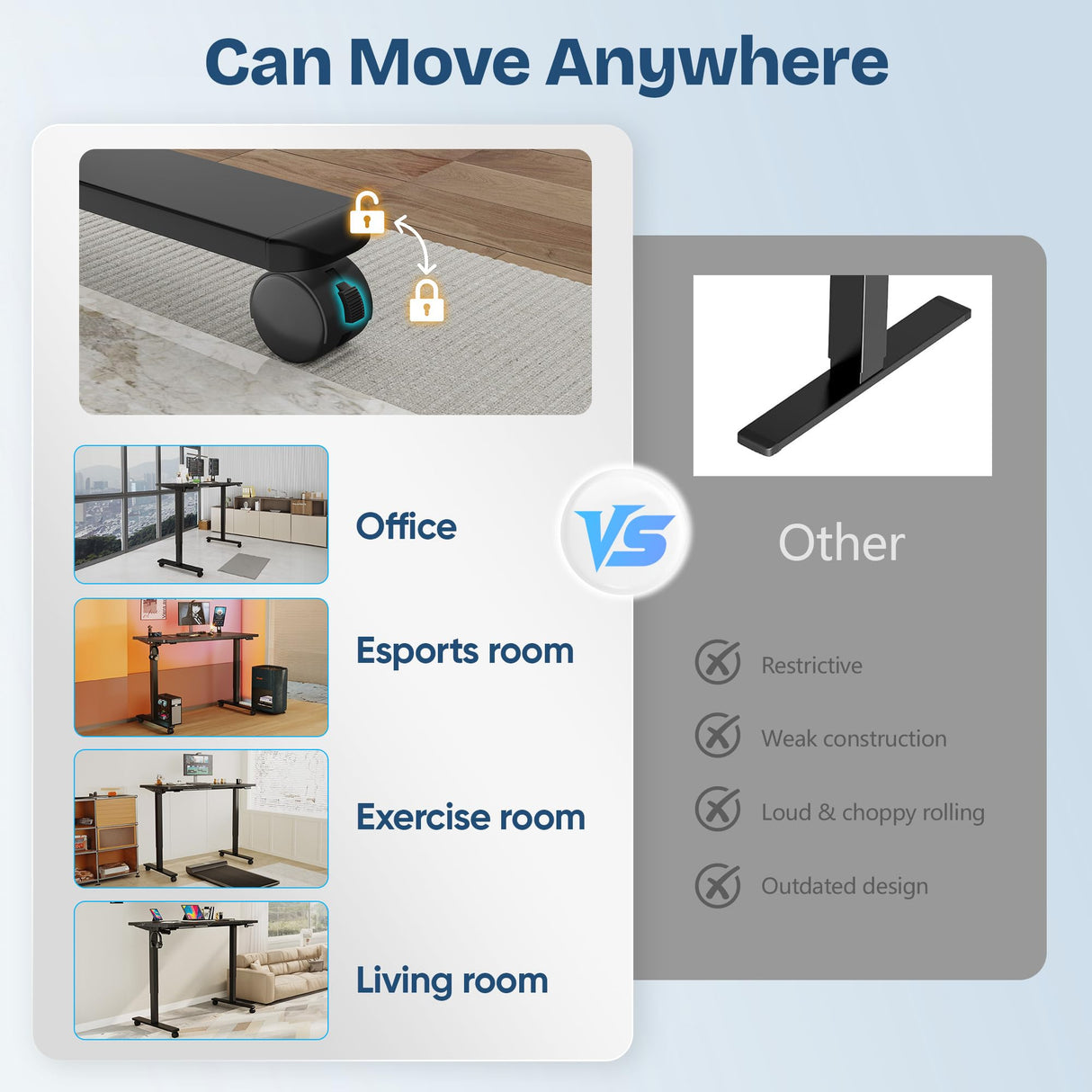 Monomi Height Adjustable Electric Standing Desk, 55 x 24 Inches Stand up Desk, Sit Stand Home Office Computer Desk(Black Frame+Marble Black Top) Monomi