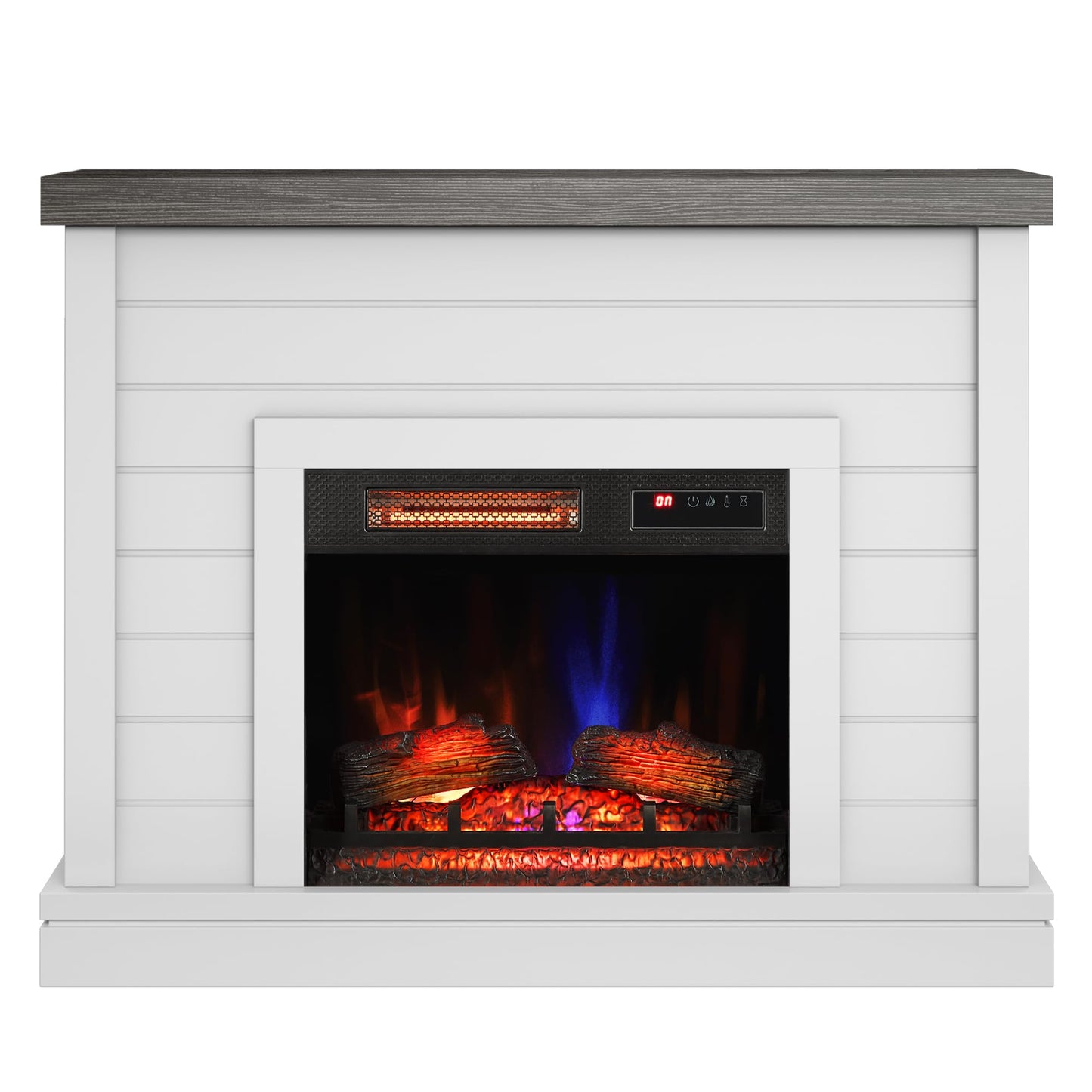 duraflame® Shiplap Wall Mantel Electric Fireplace, Bright White