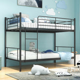 KOMFOTT Metal Twin Over Twin Bunk Bed, Heavy-Duty Metal Bunk Bed Fame with Ladder& Full-Length Guardrails for Kids, Teens & Adults, Space Saving Bunk Bed, No Box Spring Needed KOMFOTT