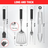 PARGRILL Grill Accessories Heavy Duty BBQ Set Gifts for Men/Women - Premium Stainless Steel Spatula, Fork, Brush & Tongs, Barbecue Utensils Tool Kit Gift for Grilling Lover Outdoor PARGRILL