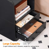 HOOBRO Nightstand with Charging Station, Modern Night Stand with LED Lights, Side Table with 2 Drawers, Bedside End Table with USB Ports and Outlets, Night Stands for Bedroom, Black BK28UDBZ01 HOOBRO