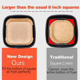 Air Fryer Liners Disposable Square 9 Inch, 125 Pcs Large Square Air Fryer Paper Liners for 6-10QT Air fryer, Non-stick Parchment Paper for Frying, Baking, Cooking, Roasting and Microwave LHSHAD