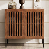 REPHRITE Farmhouse 31.5" Storage Cabinet, Coffee Bar Sideboard with Adjustable Shelves, Modern Accent Cabinet for Kitchen, Living Room, Brown REPHRITE